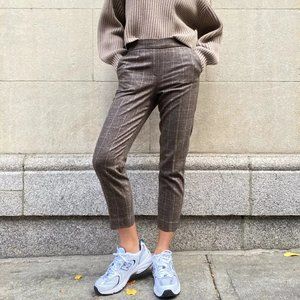 ARITZIA BABATON Atelier Conan Brown and Black Plaid Cropped Wool Trouser…